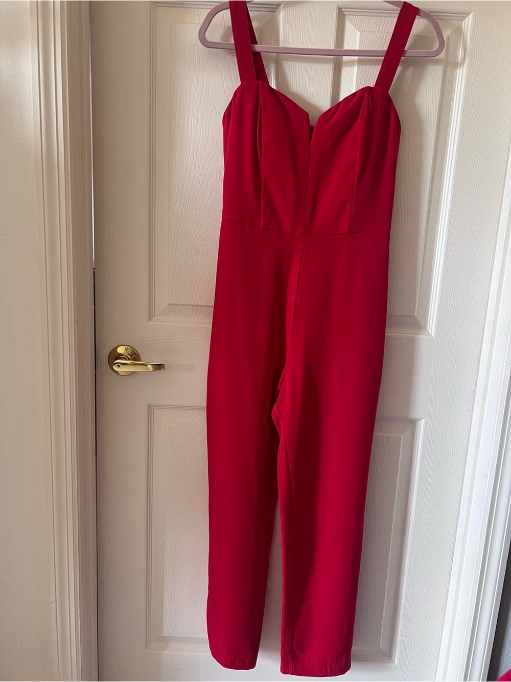 H&M Candy Apple Red Sleeveless Straight Leg Jumpsuit 12